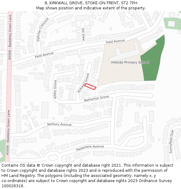 8, KIRKWALL GROVE, STOKE-ON-TRENT, ST2 7PH: Location map and indicative extent of plot