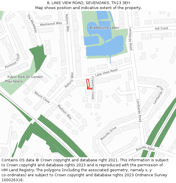 8, LAKE VIEW ROAD, SEVENOAKS, TN13 3EH: Location map and indicative extent of plot