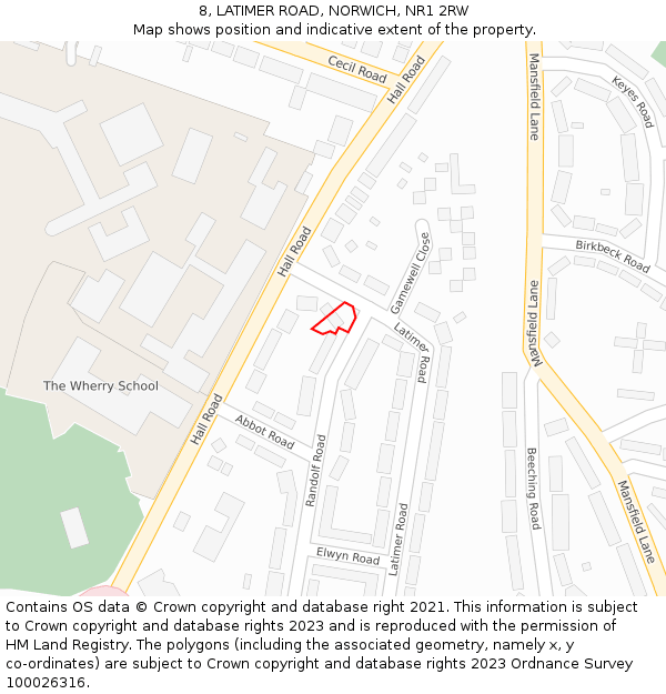 8, LATIMER ROAD, NORWICH, NR1 2RW: Location map and indicative extent of plot