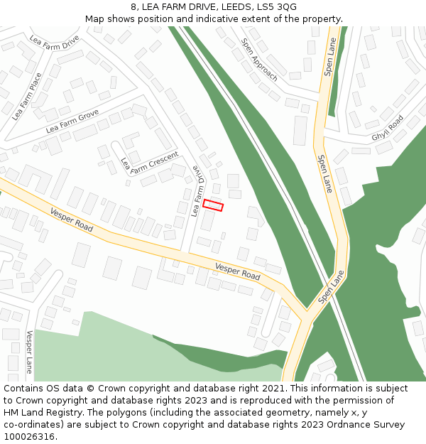8, LEA FARM DRIVE, LEEDS, LS5 3QG: Location map and indicative extent of plot