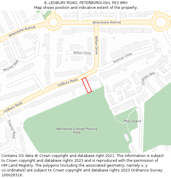 8, LEDBURY ROAD, PETERBOROUGH, PE3 9RH: Location map and indicative extent of plot