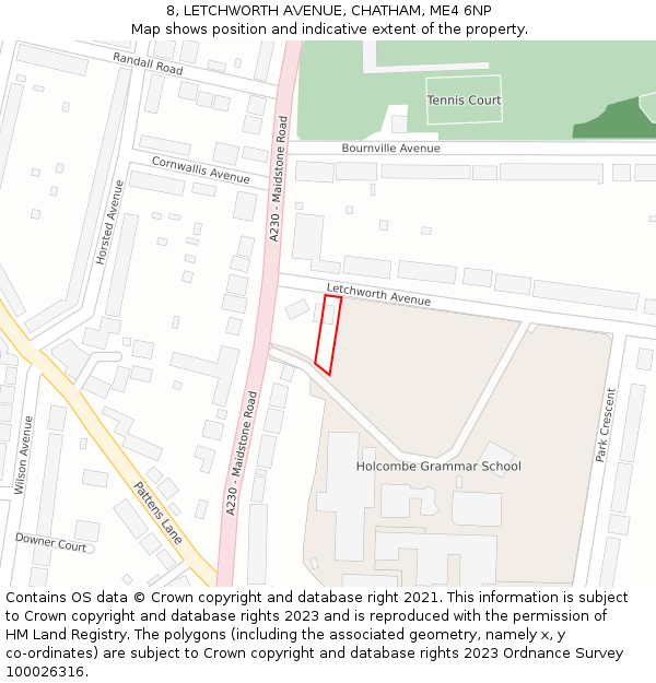 8, LETCHWORTH AVENUE, CHATHAM, ME4 6NP: Location map and indicative extent of plot