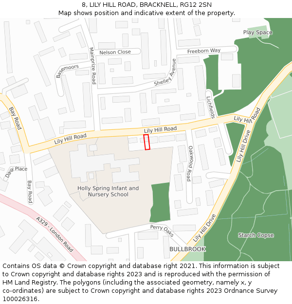 8, LILY HILL ROAD, BRACKNELL, RG12 2SN: Location map and indicative extent of plot