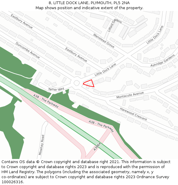 8, LITTLE DOCK LANE, PLYMOUTH, PL5 2NA: Location map and indicative extent of plot