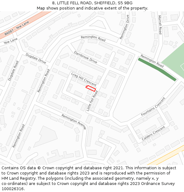8, LITTLE FELL ROAD, SHEFFIELD, S5 9BG: Location map and indicative extent of plot