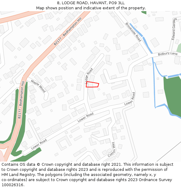 8, LODGE ROAD, HAVANT, PO9 3LL: Location map and indicative extent of plot