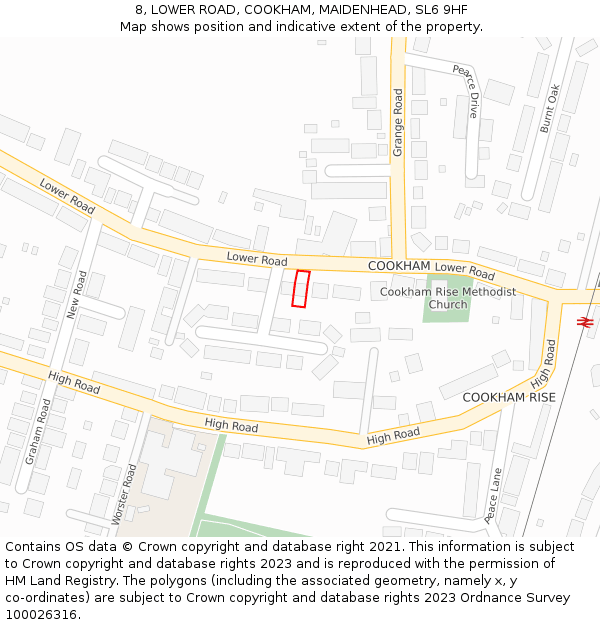 8, LOWER ROAD, COOKHAM, MAIDENHEAD, SL6 9HF: Location map and indicative extent of plot