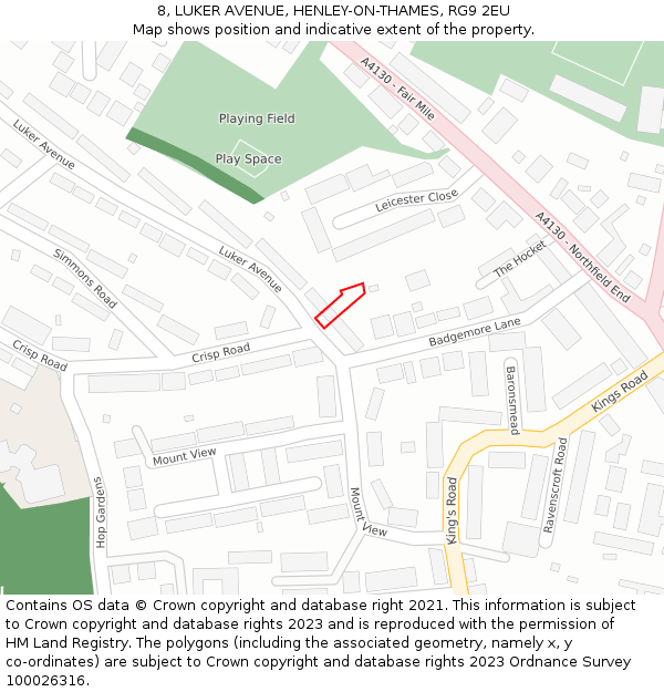 8, LUKER AVENUE, HENLEY-ON-THAMES, RG9 2EU: Location map and indicative extent of plot