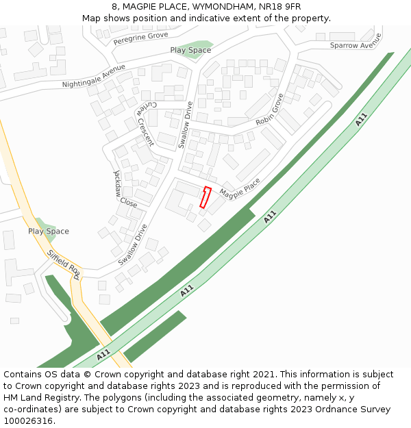 8, MAGPIE PLACE, WYMONDHAM, NR18 9FR: Location map and indicative extent of plot