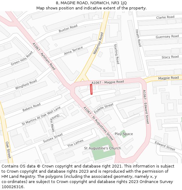8, MAGPIE ROAD, NORWICH, NR3 1JQ: Location map and indicative extent of plot