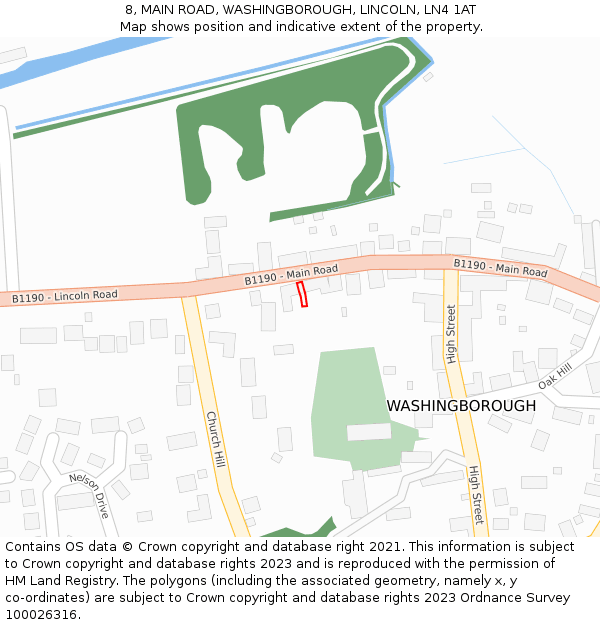 8, MAIN ROAD, WASHINGBOROUGH, LINCOLN, LN4 1AT: Location map and indicative extent of plot