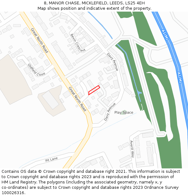 8, MANOR CHASE, MICKLEFIELD, LEEDS, LS25 4EH: Location map and indicative extent of plot