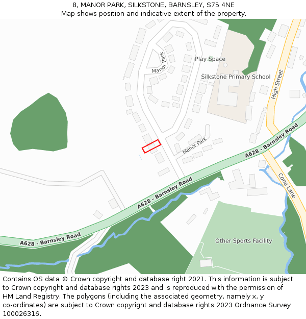 8, MANOR PARK, SILKSTONE, BARNSLEY, S75 4NE: Location map and indicative extent of plot
