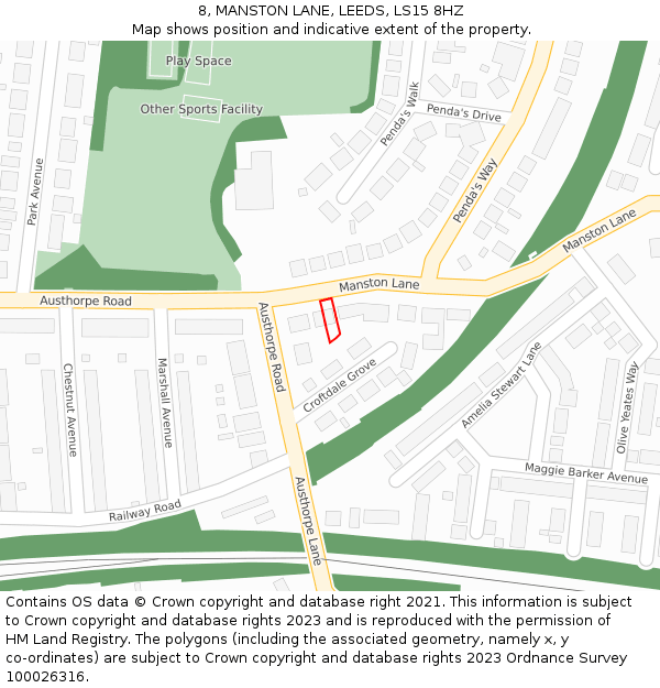 8, MANSTON LANE, LEEDS, LS15 8HZ: Location map and indicative extent of plot