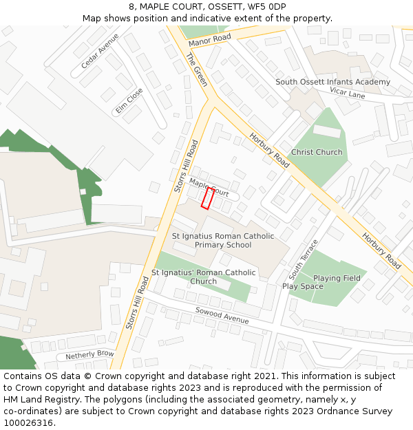 8, MAPLE COURT, OSSETT, WF5 0DP: Location map and indicative extent of plot
