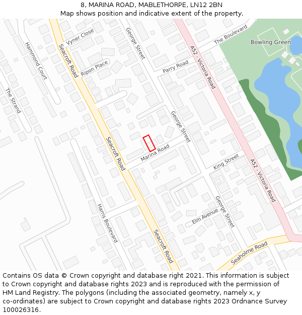 8, MARINA ROAD, MABLETHORPE, LN12 2BN: Location map and indicative extent of plot