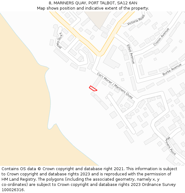 8, MARINERS QUAY, PORT TALBOT, SA12 6AN: Location map and indicative extent of plot