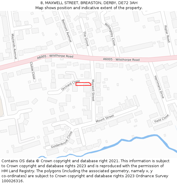 8, MAXWELL STREET, BREASTON, DERBY, DE72 3AH: Location map and indicative extent of plot