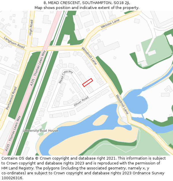 8, MEAD CRESCENT, SOUTHAMPTON, SO18 2JL: Location map and indicative extent of plot