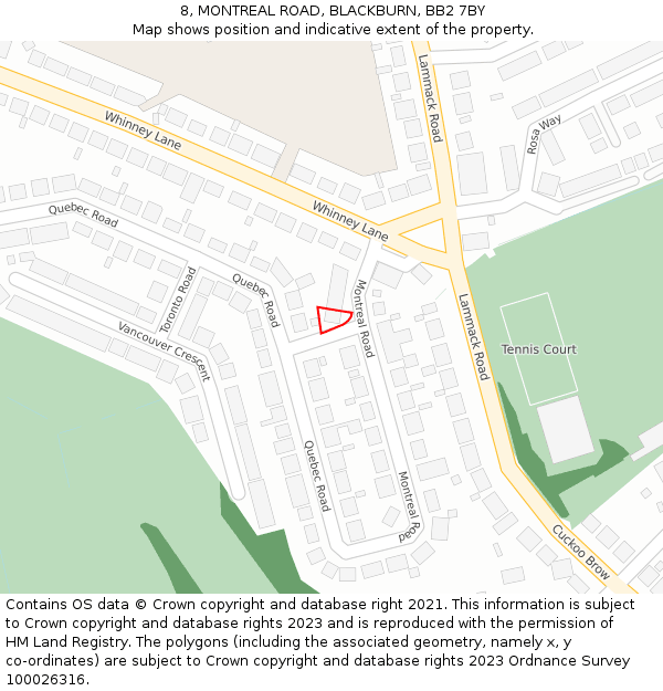 8, MONTREAL ROAD, BLACKBURN, BB2 7BY: Location map and indicative extent of plot