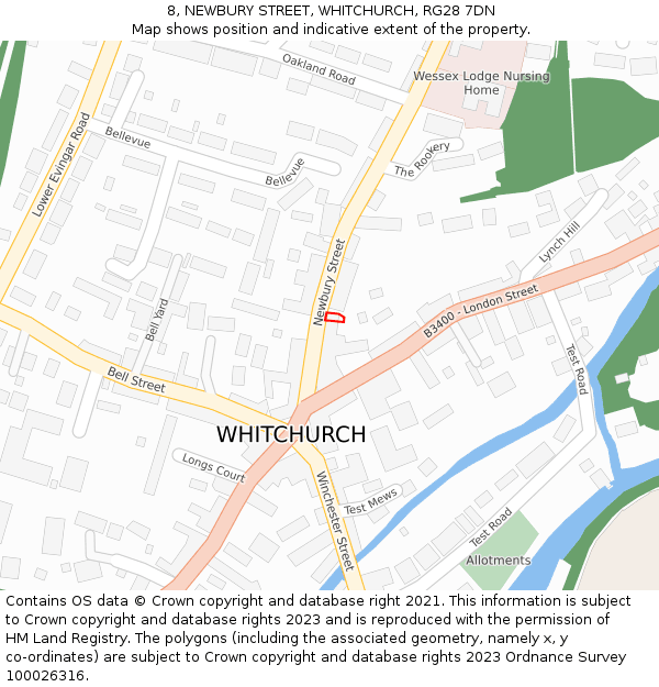 8, NEWBURY STREET, WHITCHURCH, RG28 7DN: Location map and indicative extent of plot
