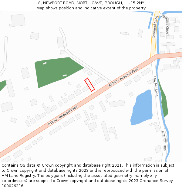 8, NEWPORT ROAD, NORTH CAVE, BROUGH, HU15 2NY: Location map and indicative extent of plot