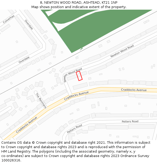 8, NEWTON WOOD ROAD, ASHTEAD, KT21 1NP: Location map and indicative extent of plot