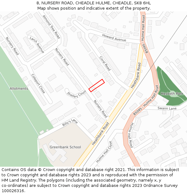 8, NURSERY ROAD, CHEADLE HULME, CHEADLE, SK8 6HL: Location map and indicative extent of plot