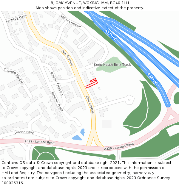 8, OAK AVENUE, WOKINGHAM, RG40 1LH: Location map and indicative extent of plot