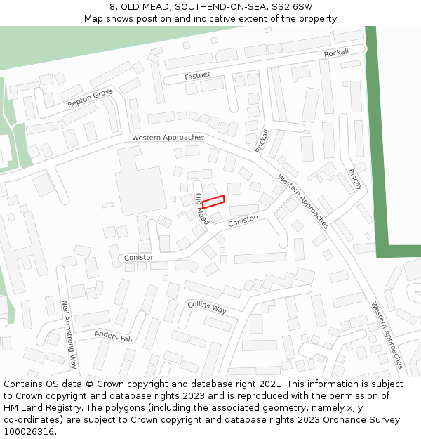 8, OLD MEAD, SOUTHEND-ON-SEA, SS2 6SW: Location map and indicative extent of plot