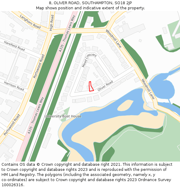 8, OLIVER ROAD, SOUTHAMPTON, SO18 2JP: Location map and indicative extent of plot