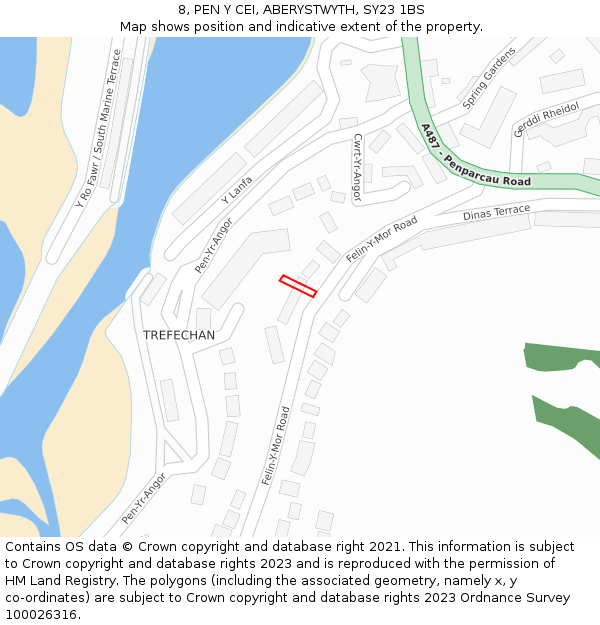8, PEN Y CEI, ABERYSTWYTH, SY23 1BS: Location map and indicative extent of plot