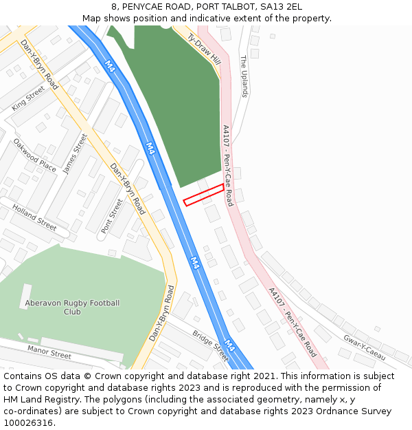 8, PENYCAE ROAD, PORT TALBOT, SA13 2EL: Location map and indicative extent of plot