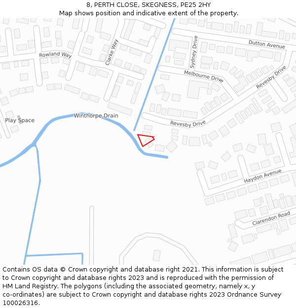 8, PERTH CLOSE, SKEGNESS, PE25 2HY: Location map and indicative extent of plot