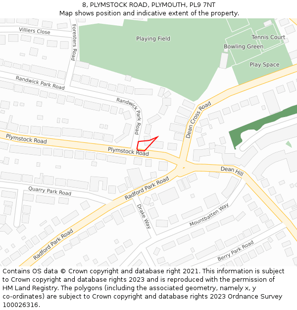 8, PLYMSTOCK ROAD, PLYMOUTH, PL9 7NT: Location map and indicative extent of plot