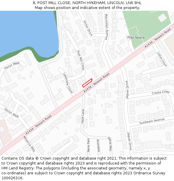 8, POST MILL CLOSE, NORTH HYKEHAM, LINCOLN, LN6 9HL: Location map and indicative extent of plot