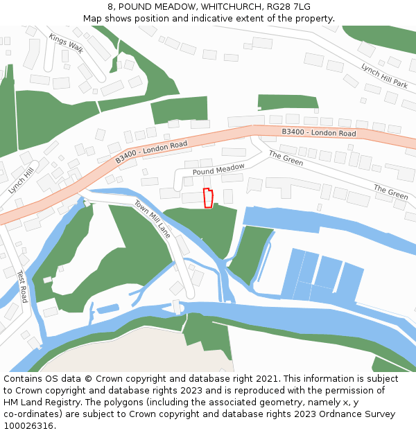 8, POUND MEADOW, WHITCHURCH, RG28 7LG: Location map and indicative extent of plot