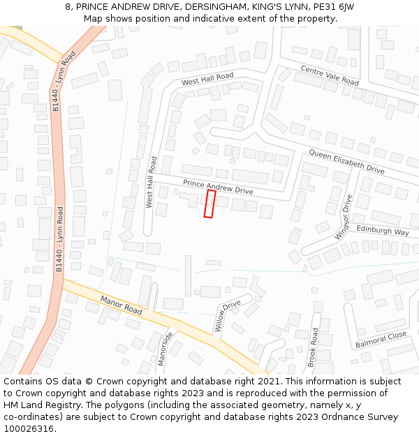 8, PRINCE ANDREW DRIVE, DERSINGHAM, KING'S LYNN, PE31 6JW: Location map and indicative extent of plot