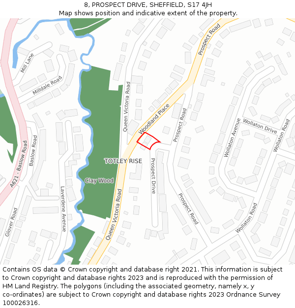 8, PROSPECT DRIVE, SHEFFIELD, S17 4JH: Location map and indicative extent of plot