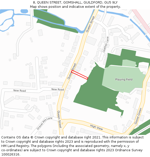 8, QUEEN STREET, GOMSHALL, GUILDFORD, GU5 9LY: Location map and indicative extent of plot