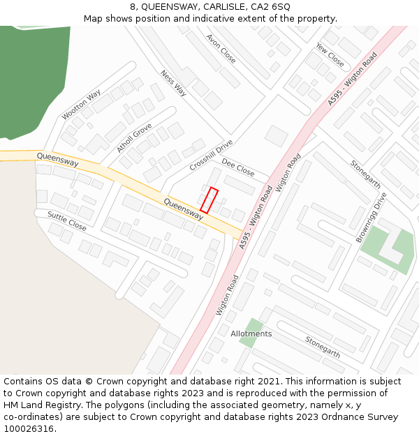 8, QUEENSWAY, CARLISLE, CA2 6SQ: Location map and indicative extent of plot