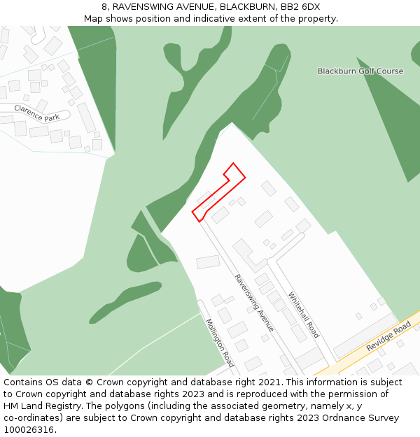 8, RAVENSWING AVENUE, BLACKBURN, BB2 6DX: Location map and indicative extent of plot