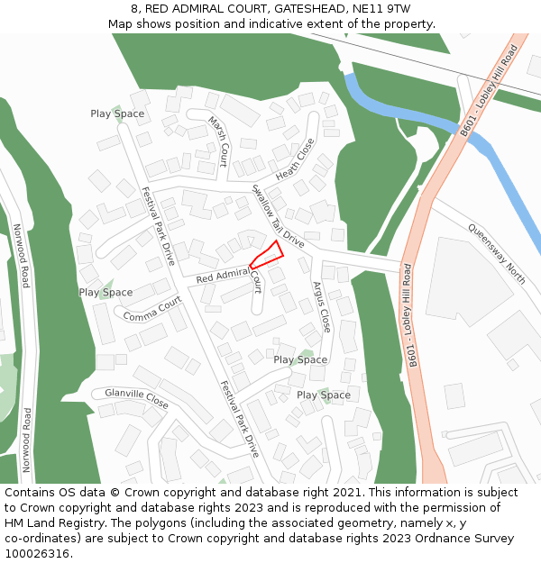 8, RED ADMIRAL COURT, GATESHEAD, NE11 9TW: Location map and indicative extent of plot