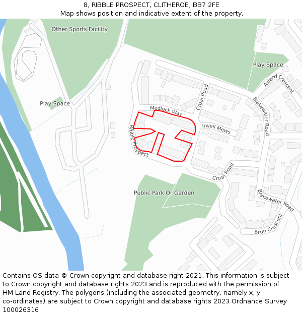 8, RIBBLE PROSPECT, CLITHEROE, BB7 2FE: Location map and indicative extent of plot