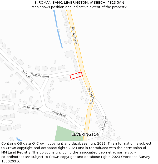 8, ROMAN BANK, LEVERINGTON, WISBECH, PE13 5AN: Location map and indicative extent of plot