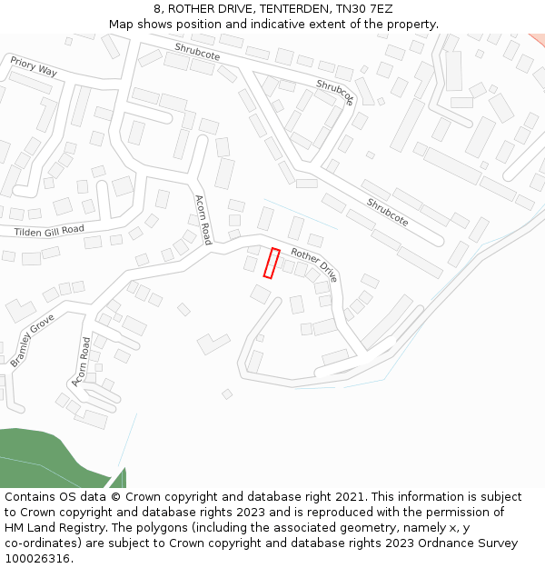 8, ROTHER DRIVE, TENTERDEN, TN30 7EZ: Location map and indicative extent of plot