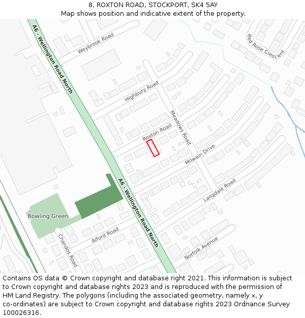 8, ROXTON ROAD, STOCKPORT, SK4 5AY: Location map and indicative extent of plot