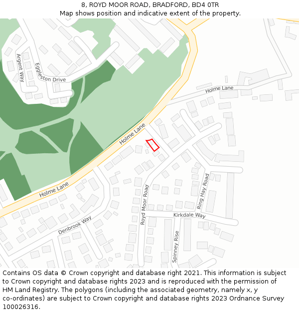 8, ROYD MOOR ROAD, BRADFORD, BD4 0TR: Location map and indicative extent of plot