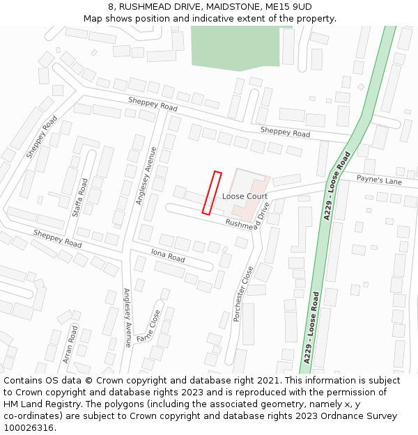 8, RUSHMEAD DRIVE, MAIDSTONE, ME15 9UD: Location map and indicative extent of plot