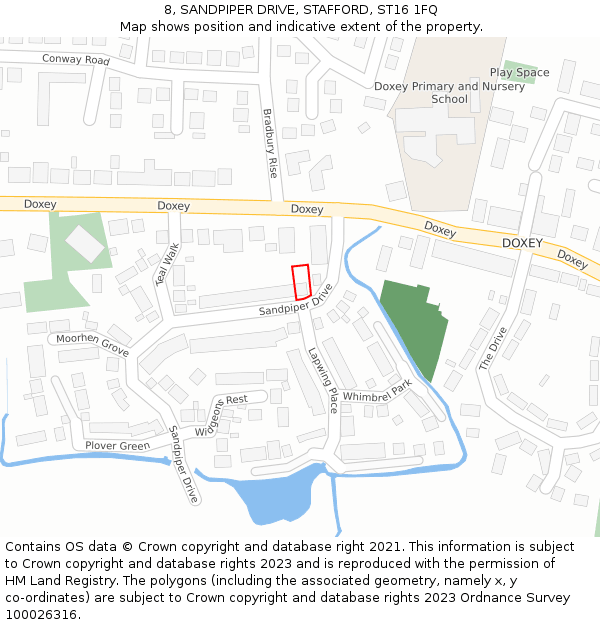 8, SANDPIPER DRIVE, STAFFORD, ST16 1FQ: Location map and indicative extent of plot